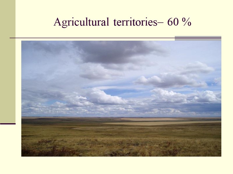 Agricultural territories– 60 %